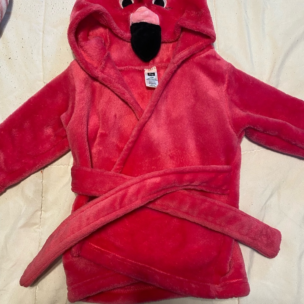 Kids Plush Flamingo Hooded Robe - Pink